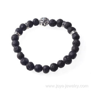 Volcano Stone 8MM Bead Lion-Head Gemstone Bracelet